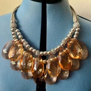 ANTHROPOLOGIE FLUTTERING LEAVES TIE BACK BIB NECKLACE